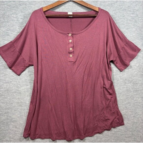 Sew In Love Womens 2X Mauve Button-Front Short Sleeve Tunic Top Rayon/Spandex - Picture 1 of 6